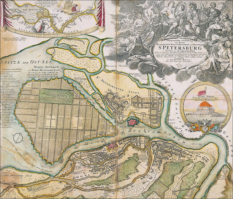 Иоанн Батист Хоманн. План Санкт-Петербурга (1726–1727 гг.). Российская национальная библиотека
