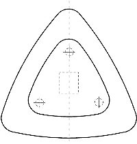 Рис. 2. Возможные формы фиксатора (в плане): а – круглая; б – треугольная; в – звездообразная