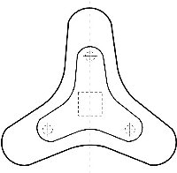Рис. 2. Возможные формы фиксатора (в плане): а – круглая; б – треугольная; в – звездообразная