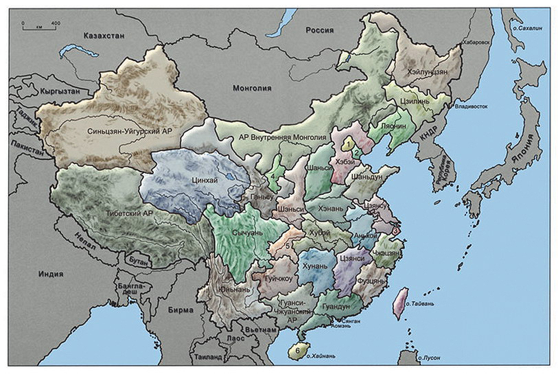 Рис. 1. Карта провинций Китая