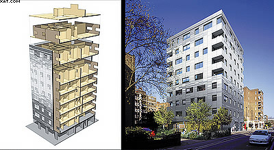 Рис. 5. Девятиэтажное деревянное здание, построенное по панельной технологии, Лондон