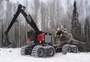 2 этап. Вывоз леса на верхний склад с помощью высокопроизводительных скиддеров TimberPro грузоподъемностью до 20 т.